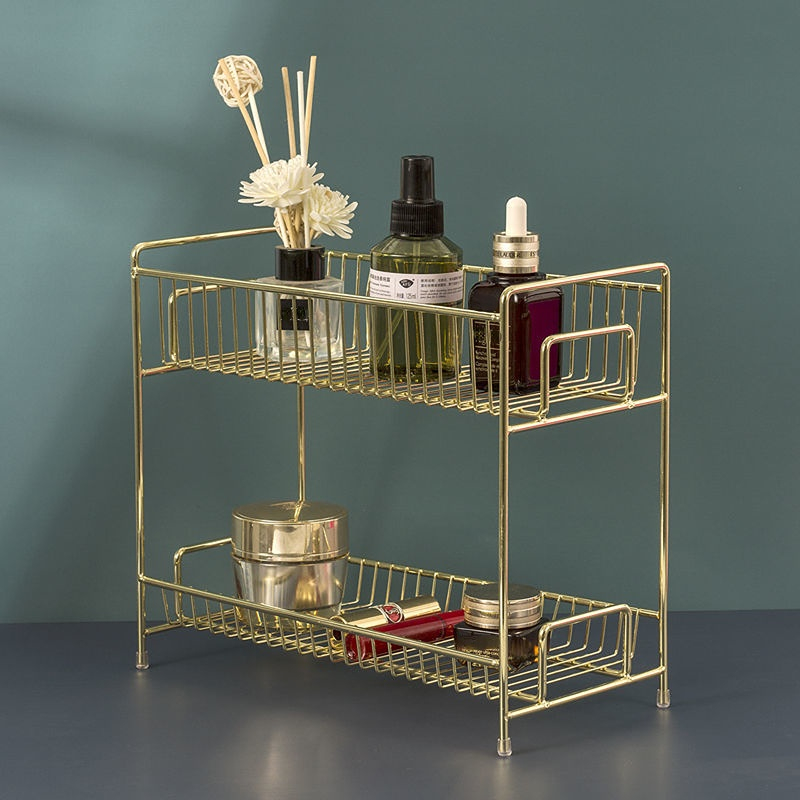 Luxury Skincare Tools - Luxury Metal Golden Cosmetic Rack Desktop
